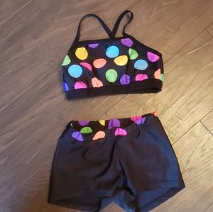 2 Peice Fun Polka Dot Dancewear Set Sz 8